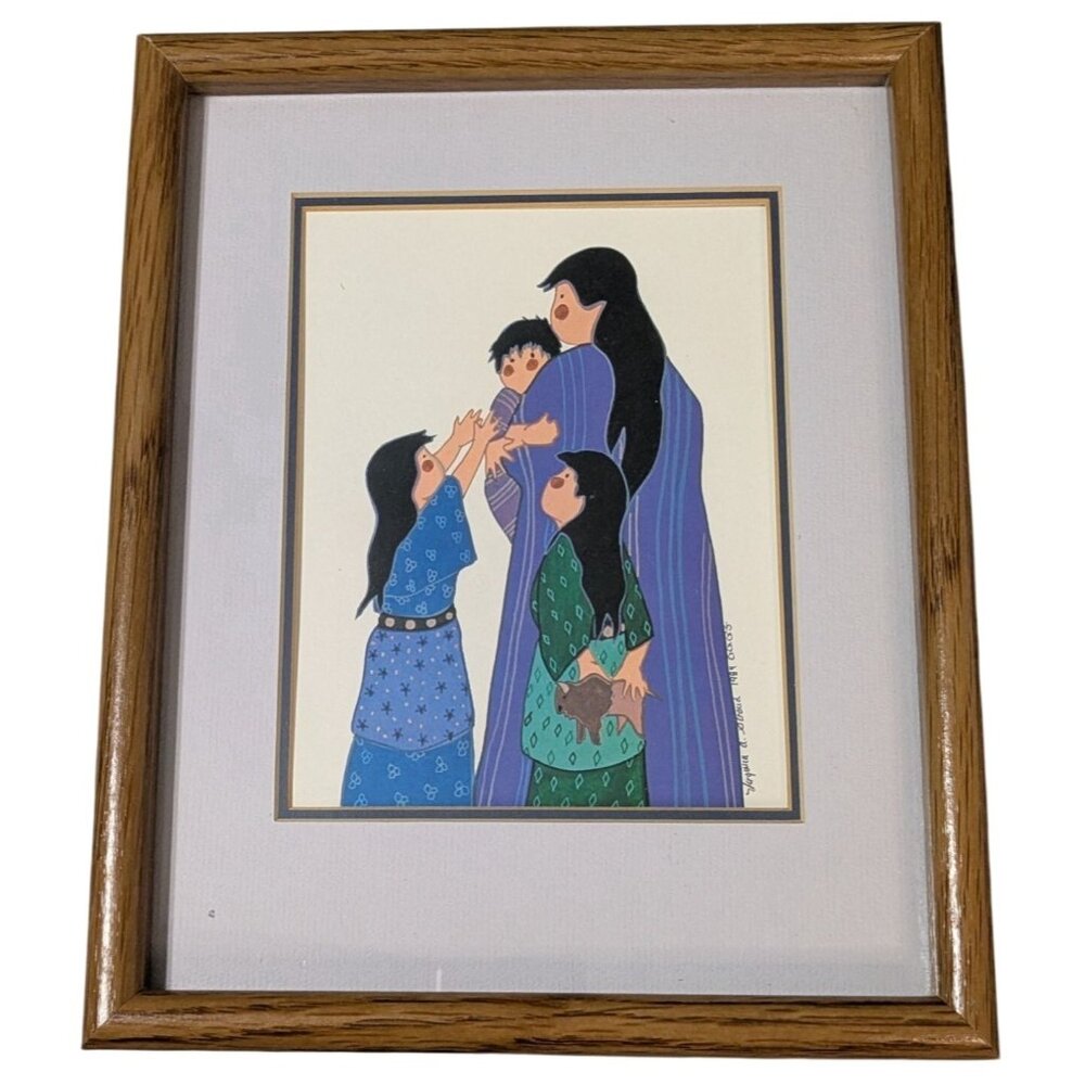 Framed Art Print by Virginia A. Stroud 1984 Native American Mother and 3 kids